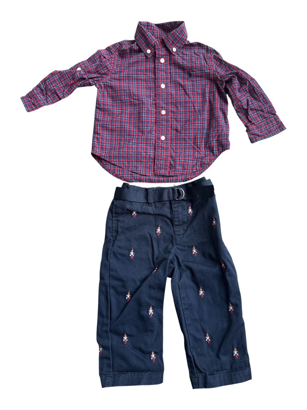 Ralph Lauren Ralph embroidered pants featuring a festive nutcracker & plaid top